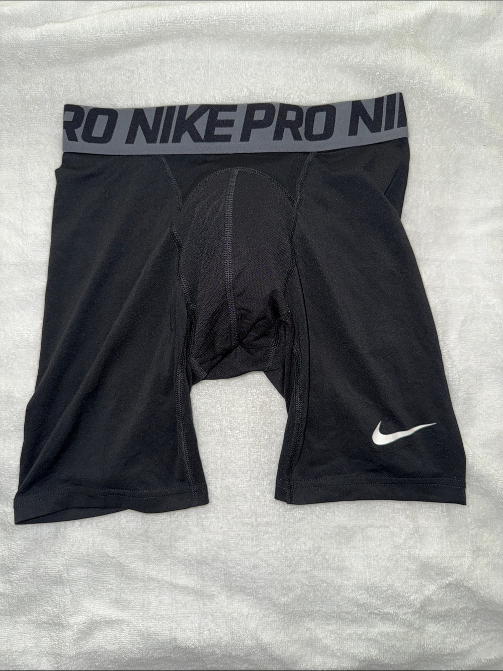 Nike Black Compression Training Shorts with White Swoosh